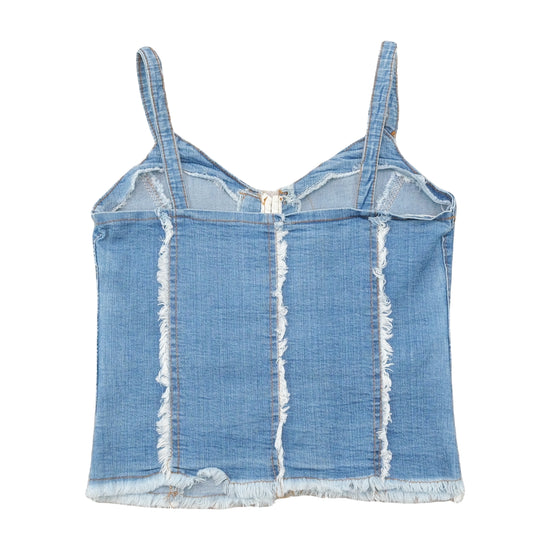Frayed Seam Denim Hook Front Tank Top
