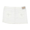 Guess White Cotton Stretch Denim Rhinestone Mini Skirt