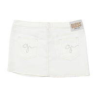 Guess White Cotton Stretch Denim Rhinestone Mini Skirt