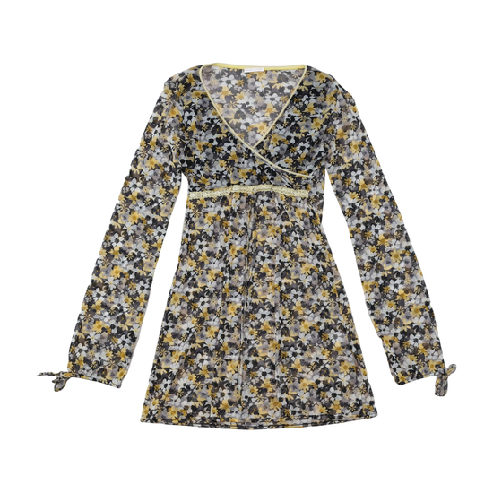 Mini vestido Made in Italy em Rede floral Estilo Cruzado