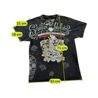 T-shirt Shiroi Neko em algodão com estampado de Caveira e Pinup