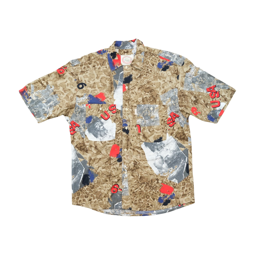 Made in Italy Abstract Collage Print Cotton Shirt
