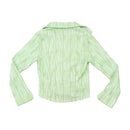 Vintage Textured Green Stripe Button Up Shirt