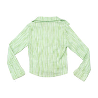 Vintage Textured Green Stripe Button Up Shirt