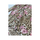 Blusa vintage de Manga de Sino com Folhos e estampado de Leopardo e rosas
