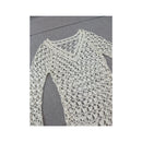 Open Knit Crochet V-Neck Sweater