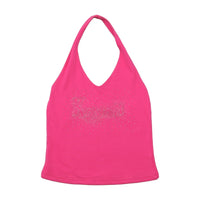 Top de alças Halter KAYAK Rosa-choque com strass