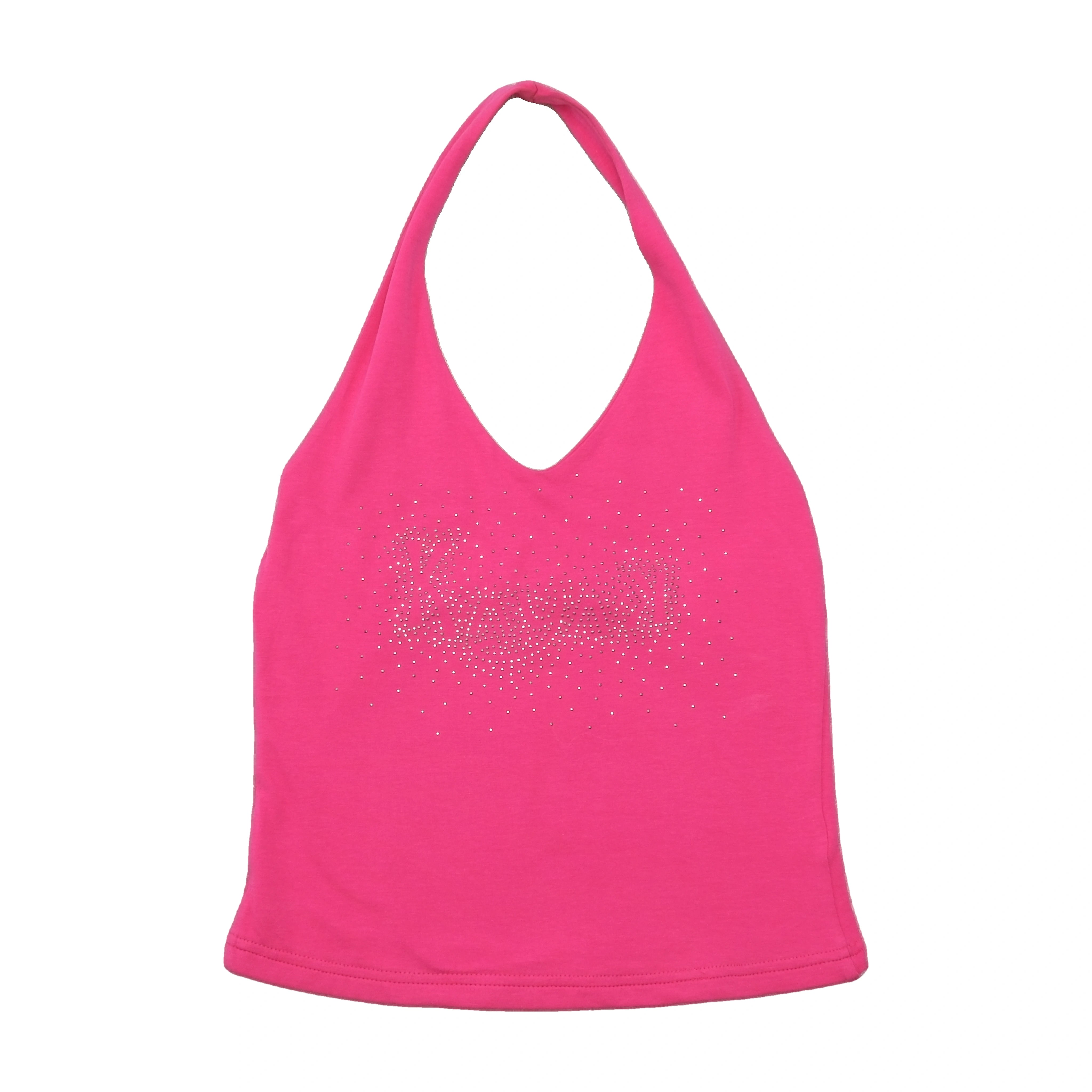 Top de alças Halter KAYAK Rosa-choque com strass