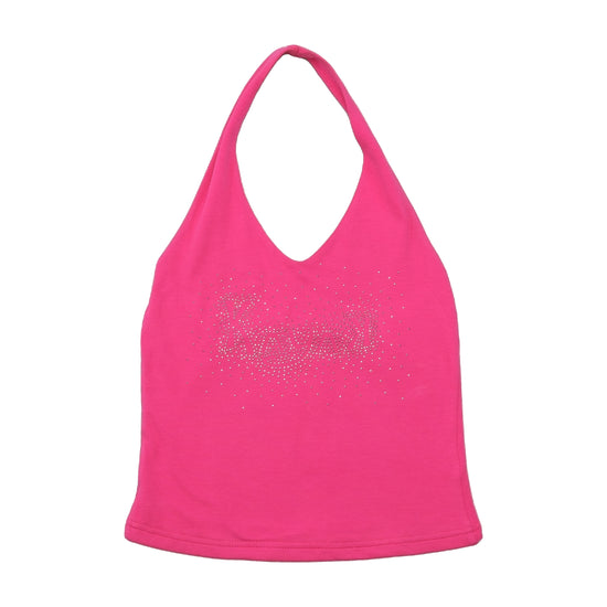KAYAK Hot Pink Rhinestone Halter Tank Top