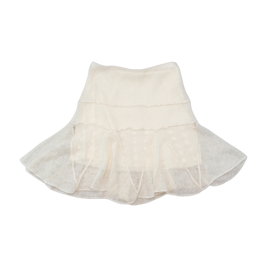 Saia de Malha Transparente com Folhos, Vintage