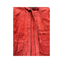Red Suede Utility Jacket with Paisley Lining