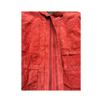 Red Suede Utility Jacket with Paisley Lining