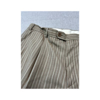 Carlo Santi Vintage Virgin Wool Beige Pinstripe Tailored Pants