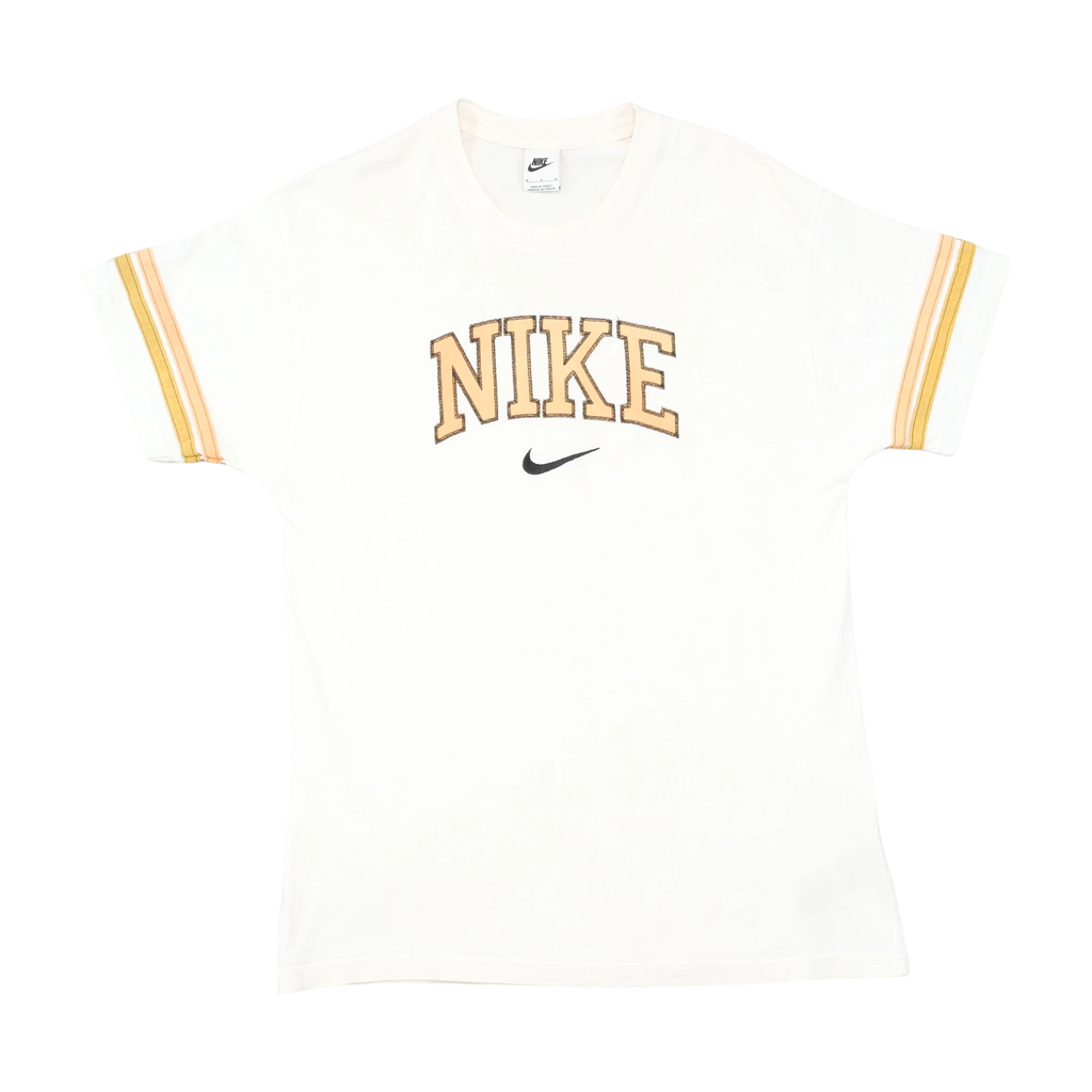 Nike Vintage Embroidered Logo Striped Sleeve Cotton Shirt