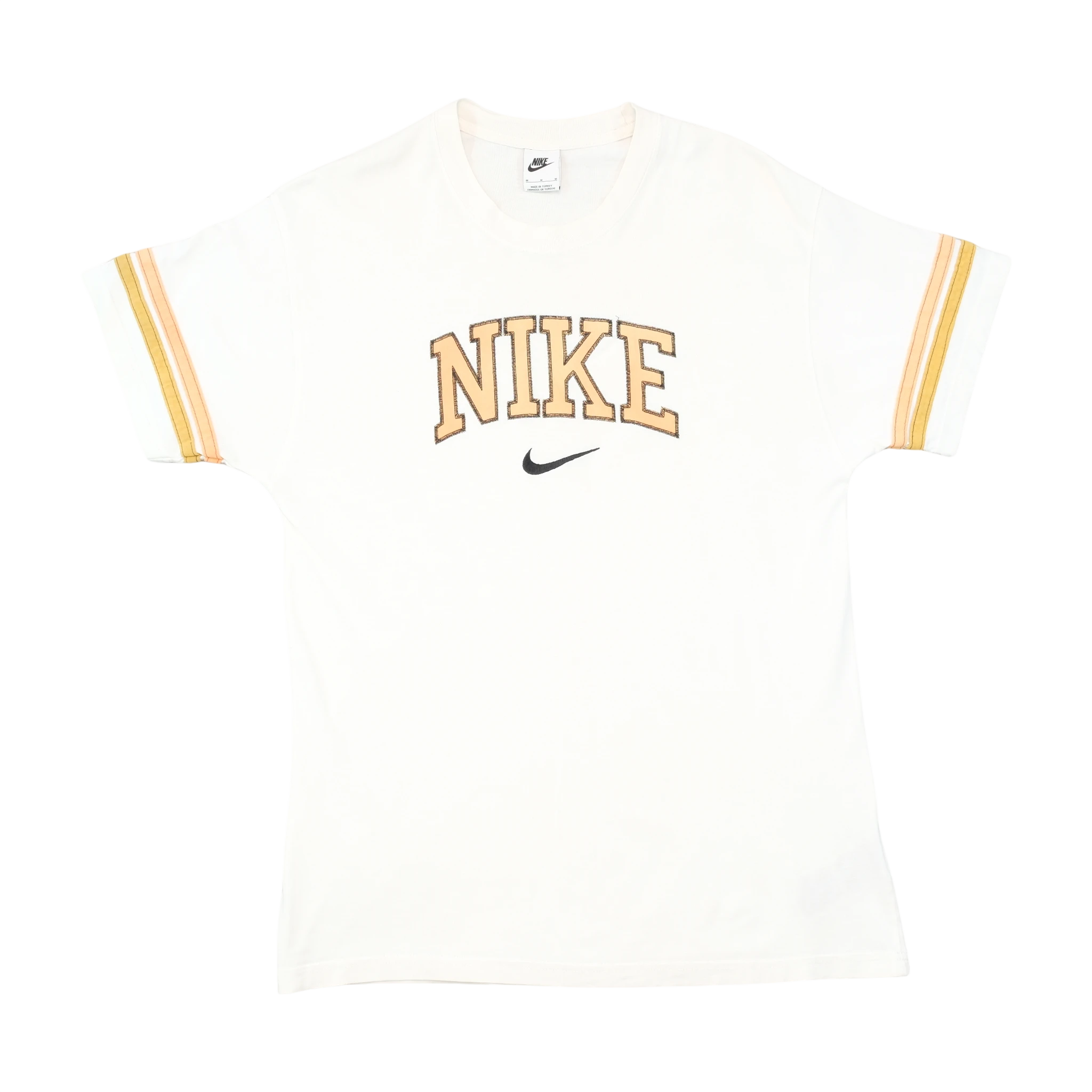 Nike Vintage Embroidered Logo Striped Sleeve Cotton Shirt