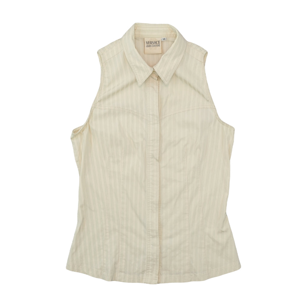 Versace Jeans Couture Striped Sleeveless Button-Up Shirt