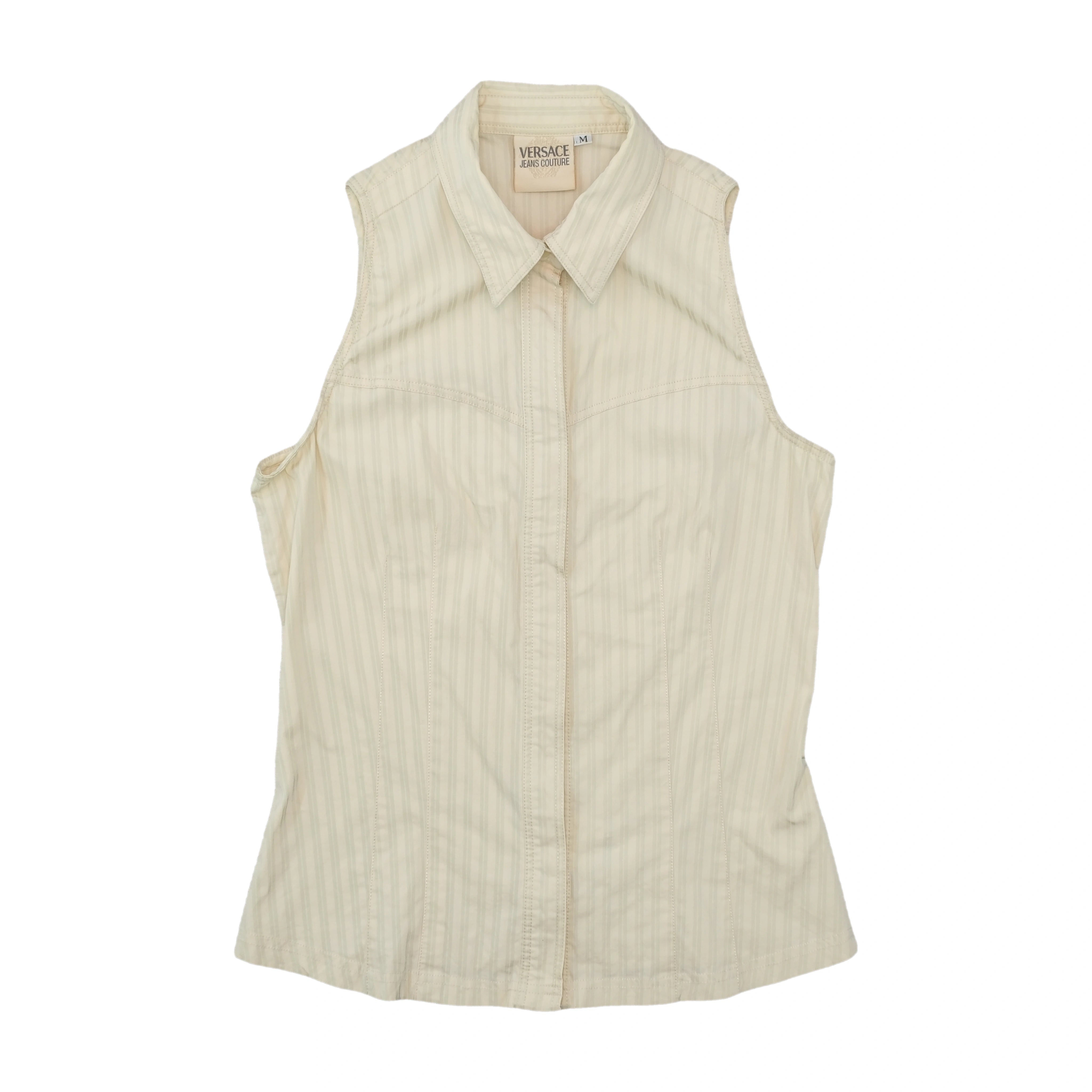 Versace Jeans Couture Striped Sleeveless Button-Up Shirt