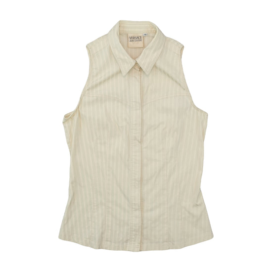 Versace Jeans Couture Striped Sleeveless Button-Up Shirt
