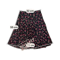 Black Floral A-Line Midi Skirt