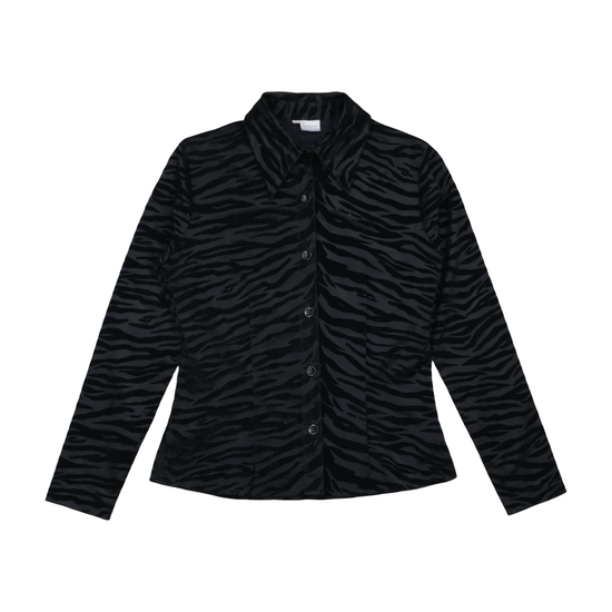 Black Zebra Burnout Button-Front Jacket