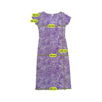 IRGE Purple Floral Paisley Print Lettuce-Edge Cap Sleeve Mesh Midi Dress