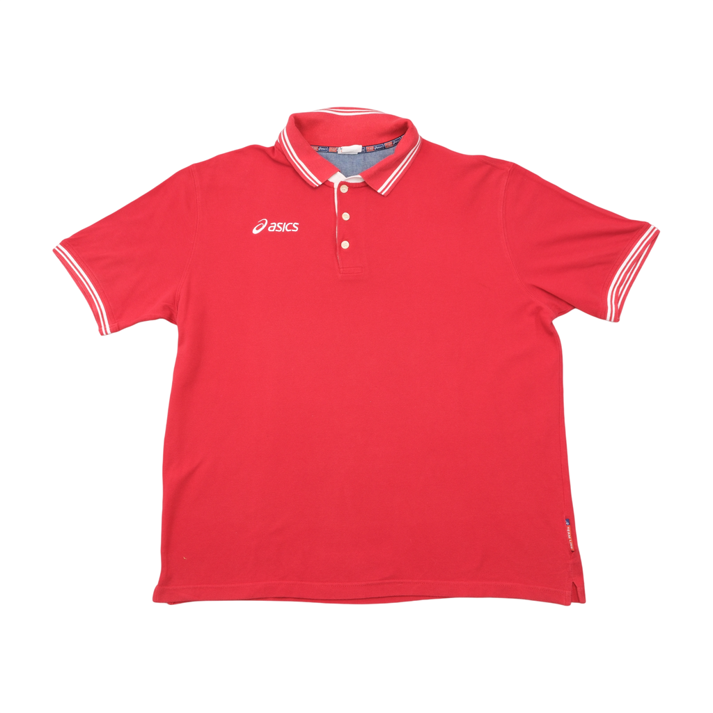 Asics Vintage Red Cotton Team Polo
