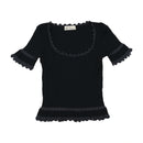 Blumarine Ribbed Ruffle Trim Sweater