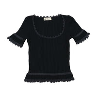 Blumarine Ribbed Ruffle Trim Sweater