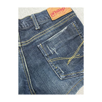 Pitstop Distressed Dark Wash Denim Shorts