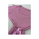 Camisola de malha rosa em Cetim com Cintura de Atar