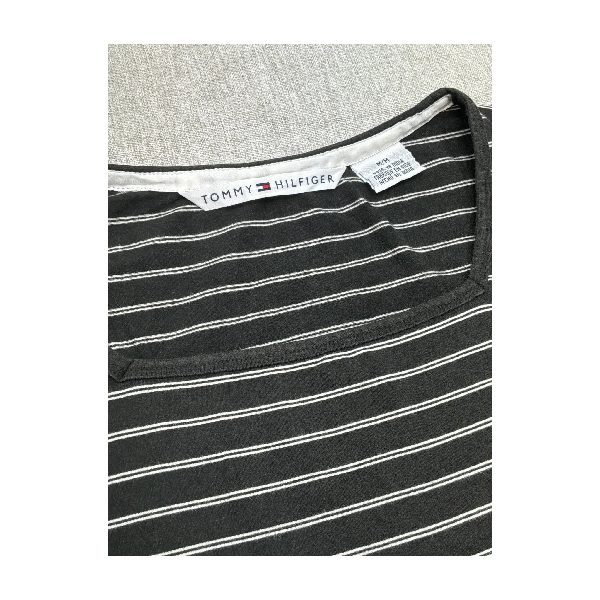 Tommy Hilfiger Black & White Striped Long Sleeve Top