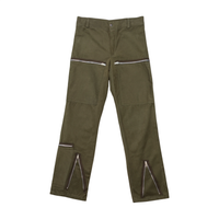 Olive Utility Zip-Detail Chinos