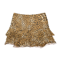 Leopard Print Tiered Ruffle Viscose Mini Skirt