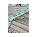 Max-w Floral Stripe Crochet Trim Bell Sleeve Blouse (repriced)