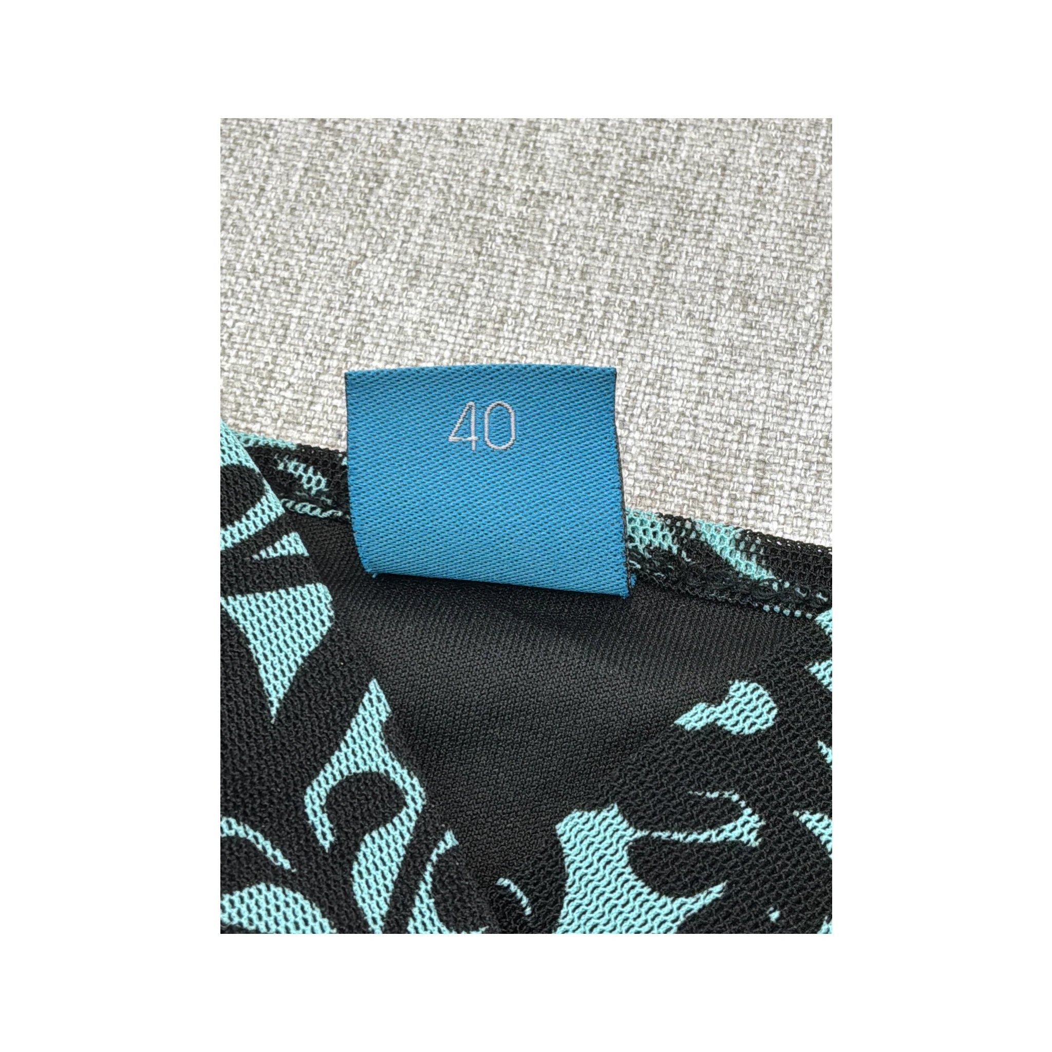 Coolwater Blue Black Baroque Print Tie Front Tank Top