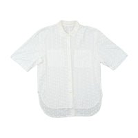 White Eyelet Pattern Button Up Shirt