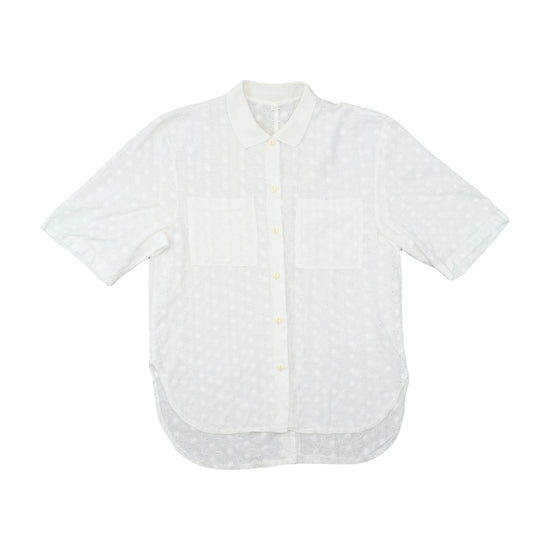 White Eyelet Pattern Button Up Shirt (Festa Branca)