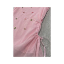 Top de alças Transparente rosa em Rede com Bordado floral