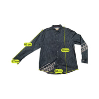 Vintage Italia Black Striped Cotton Button-Up Shirt