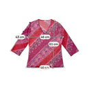 Pink Paisley V-Neck 3/4 Sleeve Mesh Top