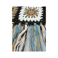 PHARD Crochet Granny Square Fringe Ramie Wool Sweater