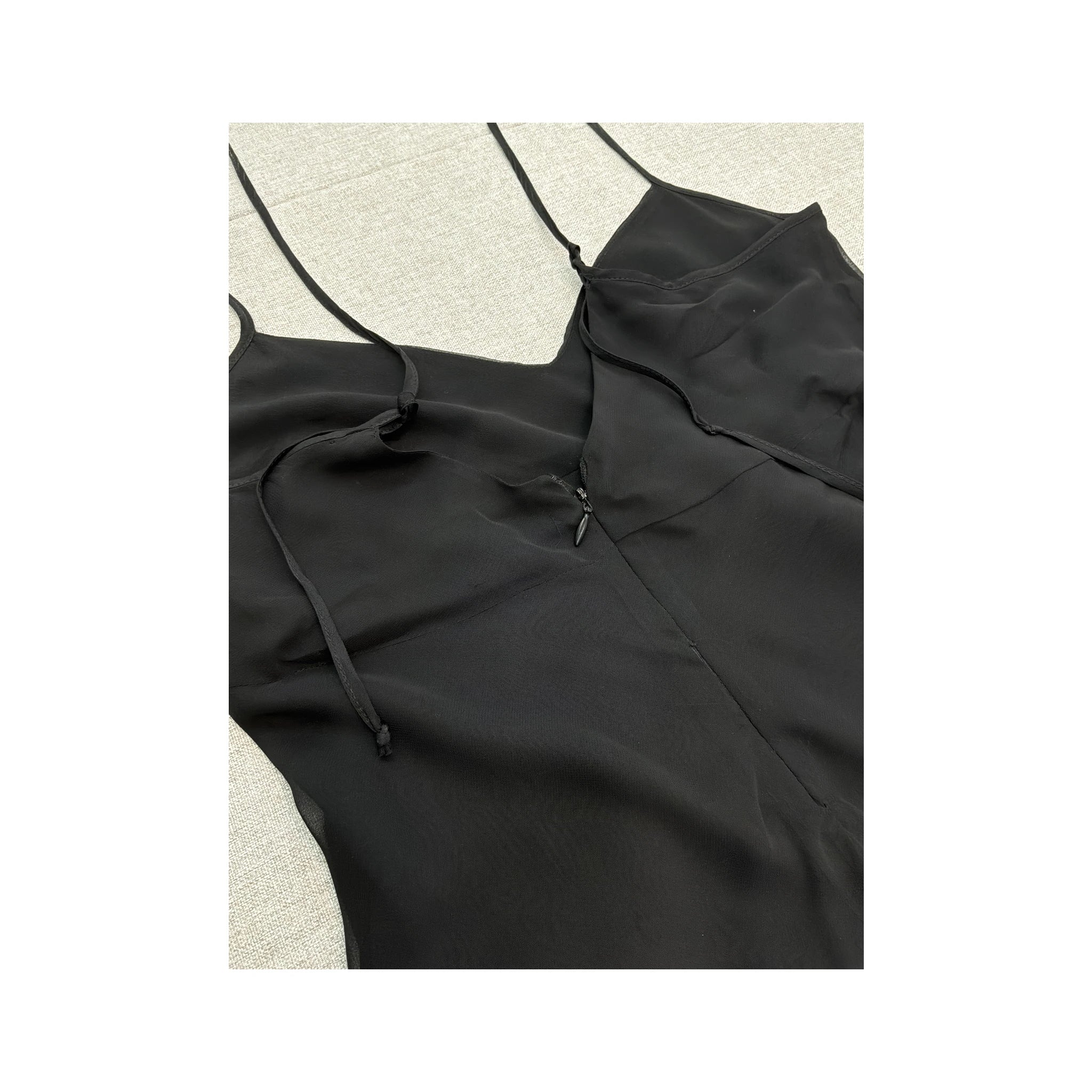 Asymmetrical Ruffled Layered Chiffon Spaghetti Strap Dress