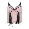 Vintage Pink Polka Dot Lace Trim Ribbon Lace-Up Bustier Tank Top