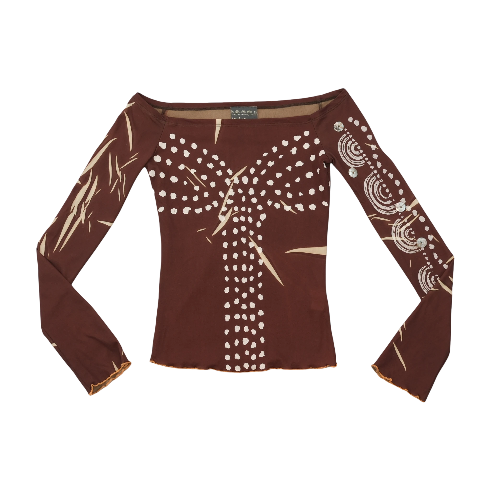 Indian Rose Abstract Print Stretch Mesh Long Sleeve T-shirt (SUJA)