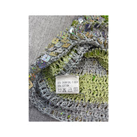 Sequin-Embellished Green & Silver Crochet Cotton Blend Camisole Shirt