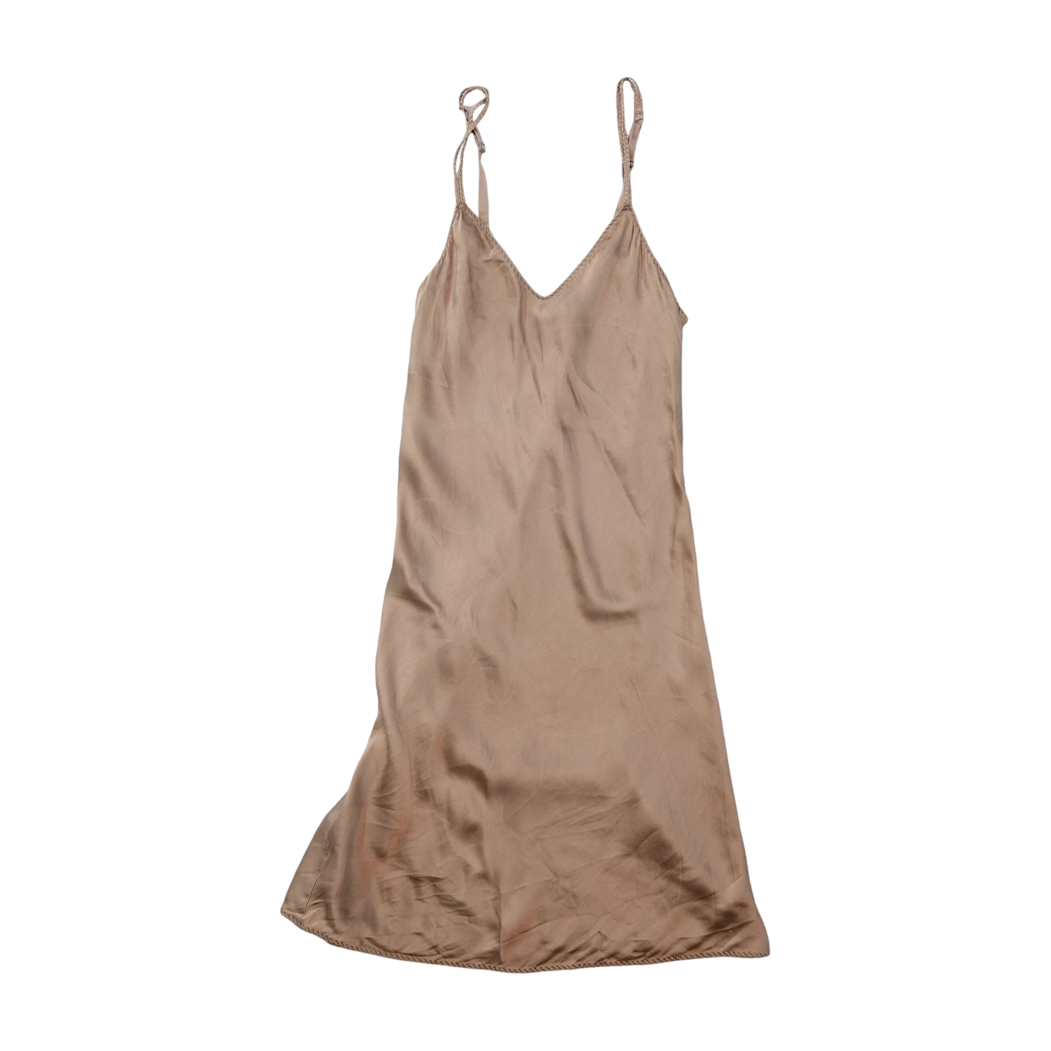 Beige Satin-Look Slip Dress with Adjustable Straps