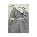 Peccati Gray Sequin Trim Silk Cotton Tank Top