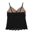 Vintage Sheer Crown Scroll Print Lace Trim Tank Top
