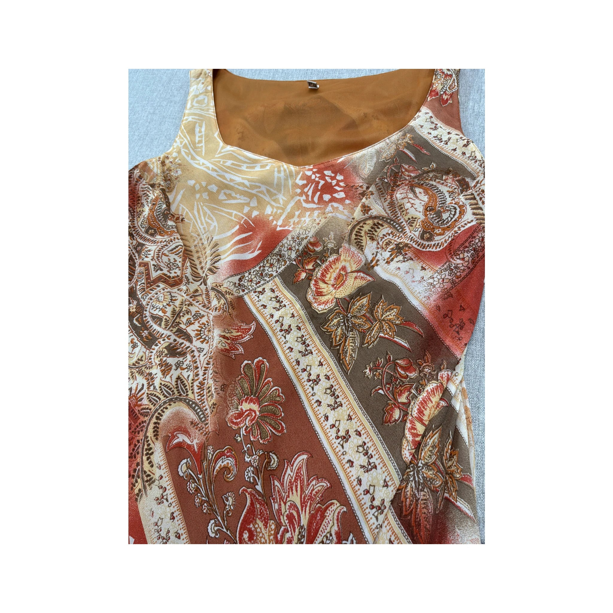 Paisley Floral Print Asymmetrical Handkerchief Hem Chiffon Maxi Dress