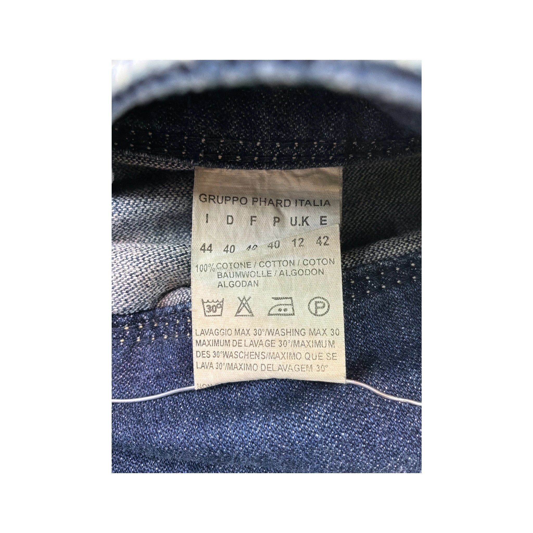 Mini saia Plissada Phard Basic Jeans em ganga de algodão de Cintura Descida com Bainha Desfiada